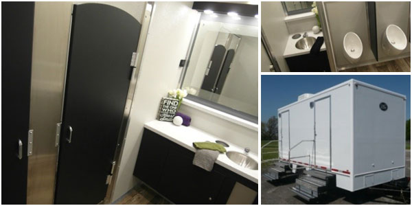 Luxury Portable Bathroom Trailer Rental in Brooklyn, New York.