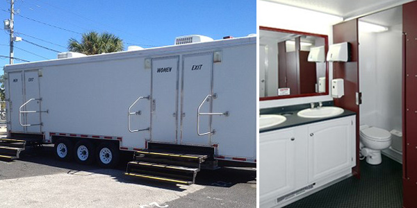 The Excelsior Mobile Bathroom Trailer in New York can run on a generator.