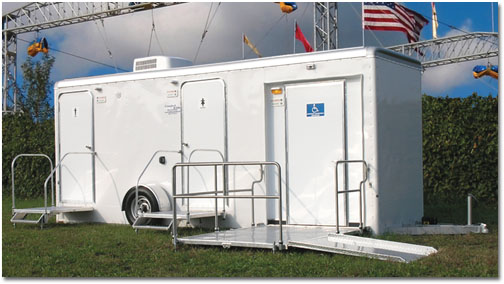 The Grand Central ADA Compliant Handicap Wheelchair Accesible Bathroom/Shower Trailer With Wheelchair Ramp For Elderly and Physically Challenged Patrons